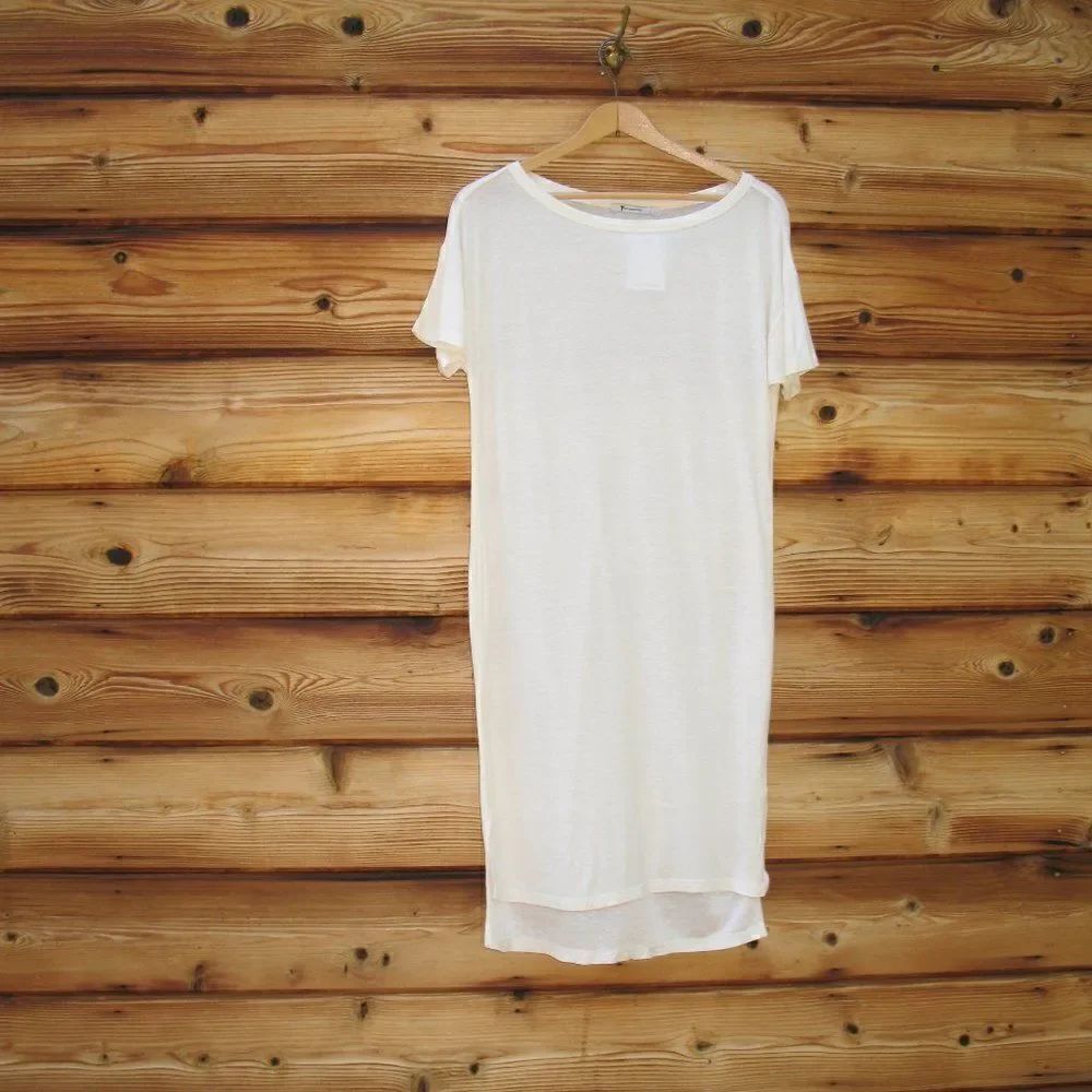 NWT Alexander Wang Cream Silk Blend Slub Knit T Shirt Dress